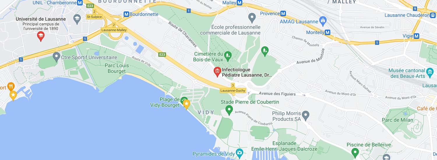 Apercu de la localisation du cabinet au Centre Medical de Vidy